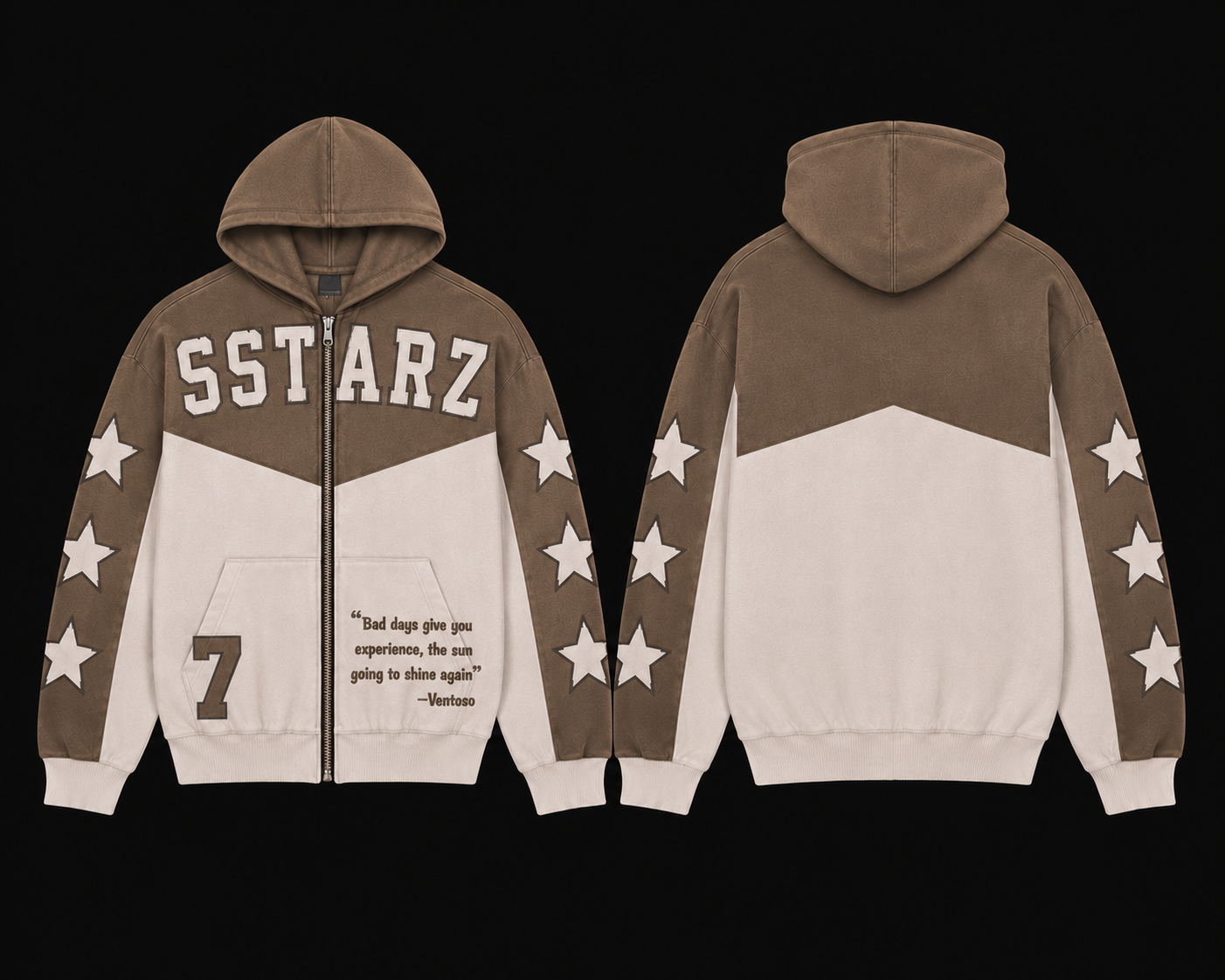 "LUCKY 7" Zip Up — Brown